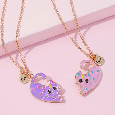 Best Friend Necklace Gifts Friendship Necklace Matching Magnetic Cat BFF Necklace for 2 Girls in Kuwait
