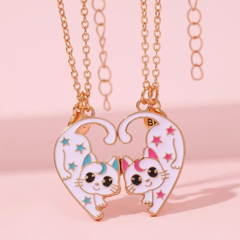 Best Friend Necklace Gifts Friendship Necklace Matching Magnetic Cat BFF Necklace for 2 Girls in Kuwait