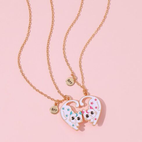 Best Friend Necklace Gifts Friendship Necklace Matching Magnetic Cat BFF Necklace for 2 Girls in Kuwait