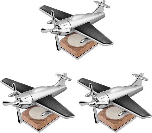 Solar Airplane Car Diffuser, Wooden Base Fragrance Diffuser, Alloy Solar Energy Rotate Airplane Ornaments for Car Office Home Decor in Saudi Arabia