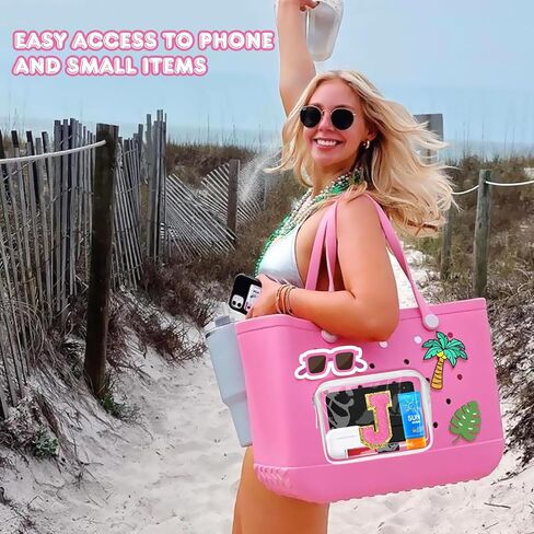 AIERSA Phone Holder with Letter Charms for Bogg Bag Accessories, Clear Insert Wallet Organizer for Bogg Bag for Simply Southern Bag Original All Models Beach Tote Bags in Saudi Arabia