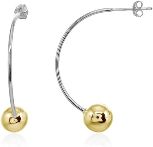 Sterling Silver Polished Curved Bead Dainty Fashion Earrings, 6mm, 8mm or 10mm in Saudi Arabia