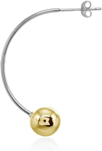 Sterling Silver Polished Curved Bead Dainty Fashion Earrings, 6mm, 8mm or 10mm in Saudi Arabia