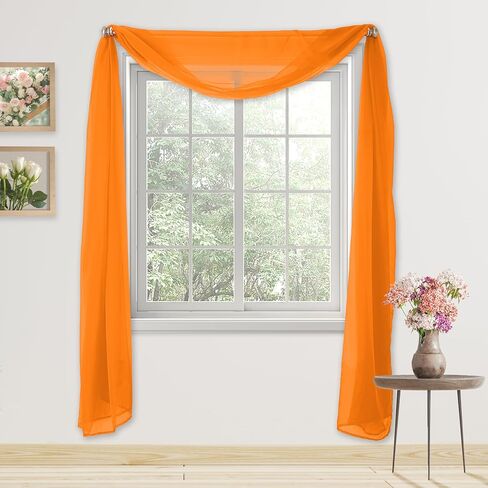 Elegant Comfort Luxury 55" Width x 216" Length 1 Panel Solid Curtain Sheer Voile Scarf for Ceremony Backdrop, Wedding Arch, Kids Bedroom, Decorative Swag, 1 Piece, Orange in Saudi Arabia