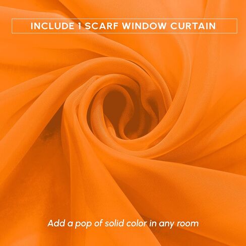 Elegant Comfort Luxury 55" Width x 216" Length 1 Panel Solid Curtain Sheer Voile Scarf for Ceremony Backdrop, Wedding Arch, Kids Bedroom, Decorative Swag, 1 Piece, Orange in Saudi Arabia