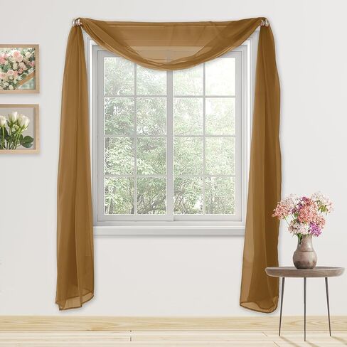 Elegant Comfort Luxury 55" Width x 216" Length 1 Panel Solid Curtain Sheer Voile Scarf for Ceremony Backdrop, Wedding Arch, Kids Bedroom, Decorative Swag, 1 Piece, Orange in Saudi Arabia