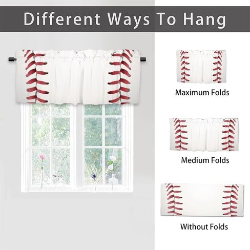 Football Rugby Valance Curtains for Kitchen Bathroom Bedroom Cafe Living Room,Sports Balls Print Art Rod Pocket Decor Short Window Curtain 1 Panel, 54x18 Inch in Saudi Arabia