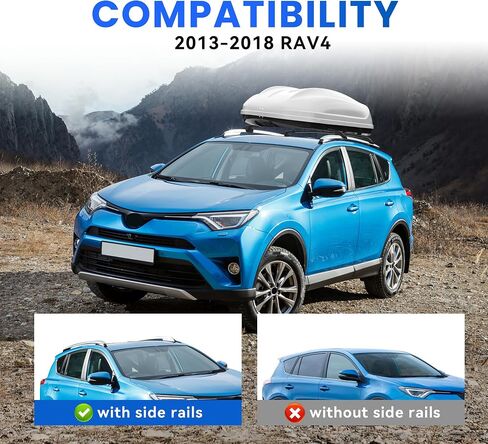 قضبان متقاطعة لسقف السقف قابلة للقفل متوافقة مع Toyota RAV4 2013-2018، قضبان متقاطعة للسقف من الألومنيوم للأمتعة وقوارب الكاياك والدراجة على الجليد وألواح التزلج in Saudi Arabia