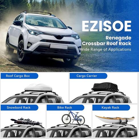 قضبان متقاطعة لسقف السقف قابلة للقفل متوافقة مع Toyota RAV4 2013-2018، قضبان متقاطعة للسقف من الألومنيوم للأمتعة وقوارب الكاياك والدراجة على الجليد وألواح التزلج in Saudi Arabia