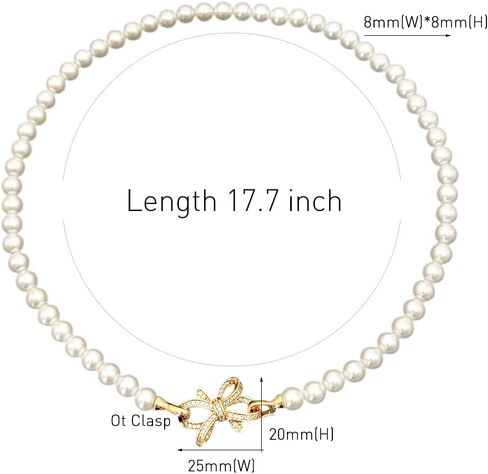 Pearl Bow Necklace Gold Shiny Pearl Rhinestones Bow Choker Necklaces for Women Gold Dainty Pearl Necklace Beach Charm Necklaces Beaded Jewelry Wedding Birthday Gifts Party Bar Accessories in Saudi Arabia