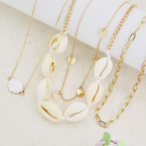 Gold Starfish Necklace for Women Sea Shell Necklaces Gold Layered Pearl Necklaces Beach Charm Necklace Shell Beaded Choker Necklace Trendy Summer Jewelry in Saudi Arabia