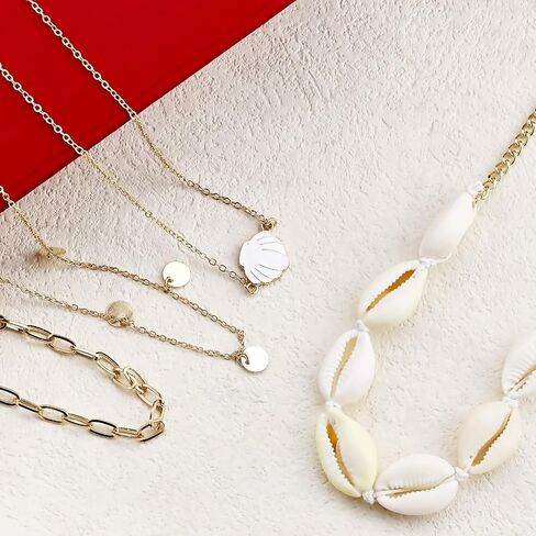 Gold Starfish Necklace for Women Sea Shell Necklaces Gold Layered Pearl Necklaces Beach Charm Necklace Shell Beaded Choker Necklace Trendy Summer Jewelry in Saudi Arabia