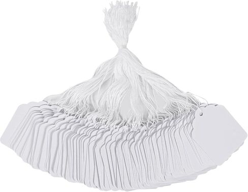 Koogel 500PCS Small Tags with String Attached, 1.4" x 1.8" Pre-Strung Kraft Tags Clothes Tags Making Hang Tags for Jewelry Clothing Art Crafts Brown in Saudi Arabia