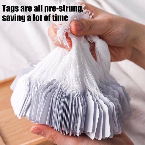 Koogel 500PCS Small Tags with String Attached, 1.4" x 1.8" Pre-Strung Kraft Tags Clothes Tags Making Hang Tags for Jewelry Clothing Art Crafts Brown in Saudi Arabia