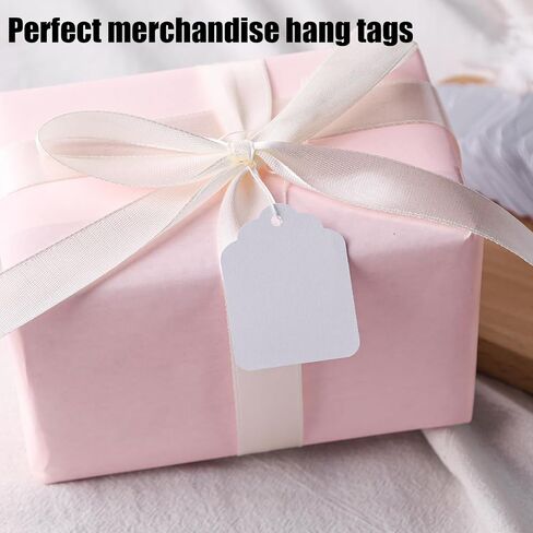 Koogel 500PCS Small Tags with String Attached, 1.4" x 1.8" Pre-Strung Kraft Tags Clothes Tags Making Hang Tags for Jewelry Clothing Art Crafts Brown in Saudi Arabia