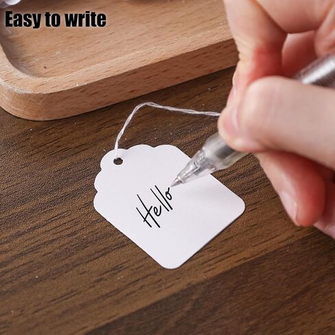 Koogel 500PCS Small Tags with String Attached, 1.4" x 1.8" Pre-Strung Kraft Tags Clothes Tags Making Hang Tags for Jewelry Clothing Art Crafts Brown in Saudi Arabia