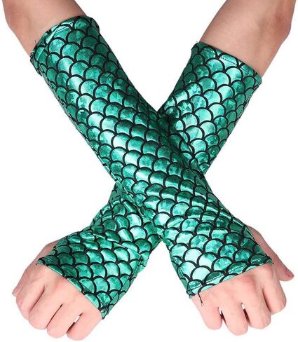 Women's Novelty Gloves Metallic Fingerless Gloves Fish Scale Gloves Cosplay Costume Gloves for Women and Girls in Saudi Arabia