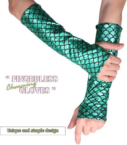 Women's Novelty Gloves Metallic Fingerless Gloves Fish Scale Gloves Cosplay Costume Gloves for Women and Girls in Saudi Arabia