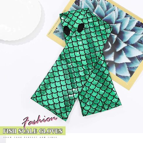Women's Novelty Gloves Metallic Fingerless Gloves Fish Scale Gloves Cosplay Costume Gloves for Women and Girls in Saudi Arabia