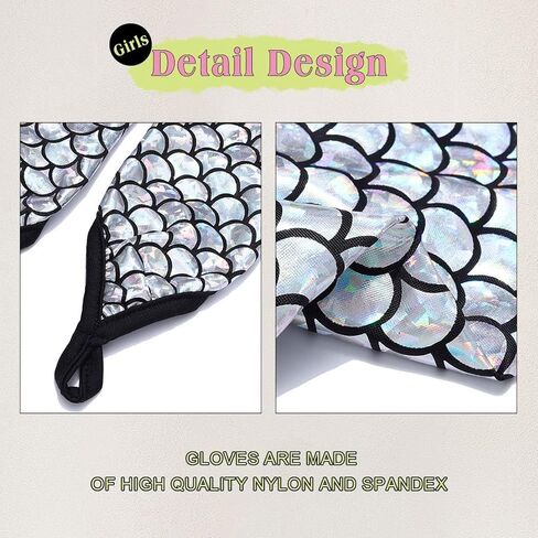 Women's Novelty Gloves Metallic Fingerless Gloves Fish Scale Gloves Cosplay Costume Gloves for Women and Girls in Saudi Arabia