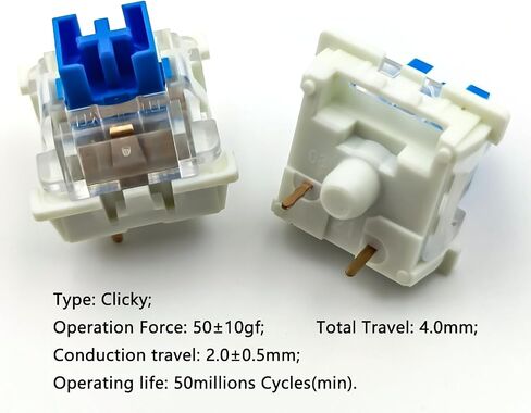 Outemu(Gaote) Blue Switches for MX Mechanical Gaming Keyboard,3-Pin 50gf Clicky/RGB/DIY Replaceable/Dustproof Switches(Blue,108pcs) in Kuwait