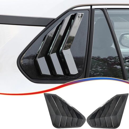 فتحة نافذة، قطعتان من فتحات النوافذ الجانبية من MUXEE لسيارة Toyota RAV4 2019 2020 2021 2022 2023 2024، أغطية تزيين النوافذ الرياضية المطبوعة ABS، ملحقات الزخرفة الخارجية - أسود ساطع in Kuwait