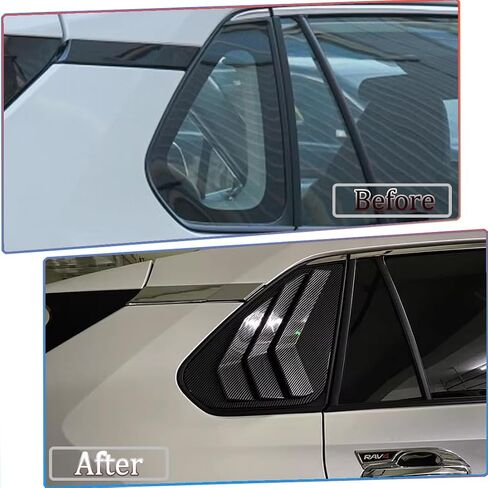 فتحة نافذة، قطعتان من فتحات النوافذ الجانبية من MUXEE لسيارة Toyota RAV4 2019 2020 2021 2022 2023 2024، أغطية تزيين النوافذ الرياضية المطبوعة ABS، ملحقات الزخرفة الخارجية - أسود ساطع in Kuwait