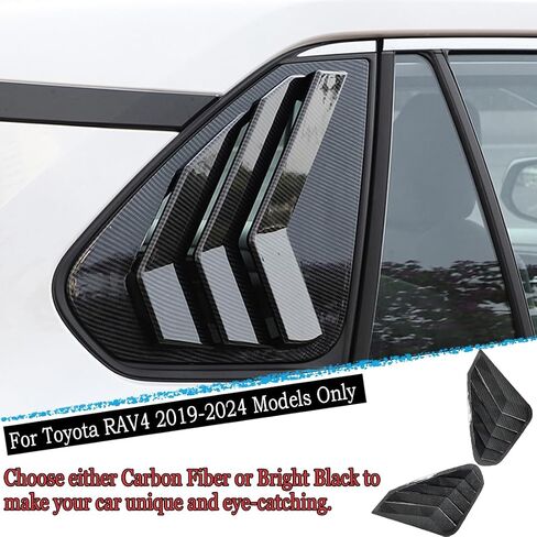 فتحة نافذة، قطعتان من فتحات النوافذ الجانبية من MUXEE لسيارة Toyota RAV4 2019 2020 2021 2022 2023 2024، أغطية تزيين النوافذ الرياضية المطبوعة ABS، ملحقات الزخرفة الخارجية - أسود ساطع in Kuwait