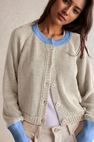 سترات صوفية نسائية مقصوصة خريفية بأكمام طويلة وسترات مفتوحة من الأمام بأزرار للأسفل كتلة الألوان بياقة دائرية معاطف خارجية متماسكة in Kuwait