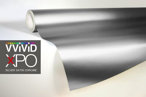 VViViD Silver Satin Chrome Vinyl Wrap Stretch Conform DIY Easy to Use Air-Release Adhesive (1ft x 5ft) in Saudi Arabia