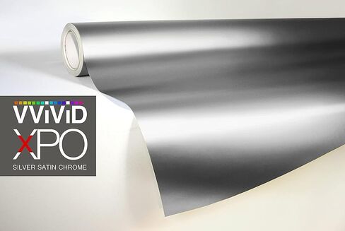 VViViD Silver Satin Chrome Vinyl Wrap Stretch Conform DIY Easy to Use Air-Release Adhesive (1ft x 5ft) in Saudi Arabia