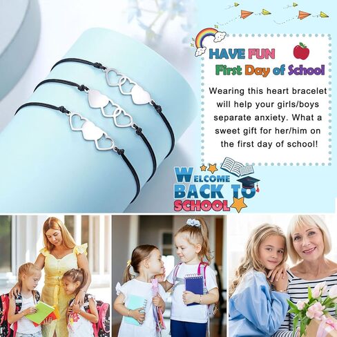 UNGENT THEM Back to School Bracelet Mommy and Me First Day of School Bracelet Matching Heart Mother Daughter Bracelets Set for Daughter Girls in Kuwait
