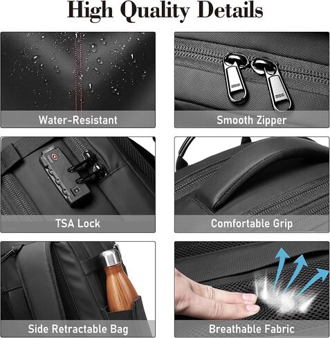 Vacuum Seal Backpack Travel 60L Expandable Air Compression System, Airback Vacpack Backpack TSA Lock Water Resistant Carry-On Luggage (Black, with Pump) in Kuwait