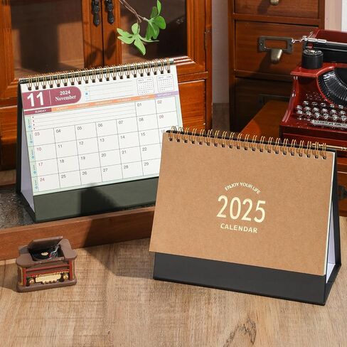 Small Desk Calendar 2024-2025, July 2024 - Dec 2025, Standing Flip Desk Calendar with To-do List & Notes, Metal Ring Twin-Wire Binding with Stickers, Monthly Desktop Calendar for Home Office (Green) in Saudi Arabia
