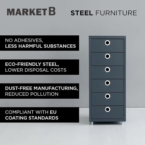 Rolled Storage Cabinet, 6-Tier Small Size Steel Office File Cabinet, Under Desk Multipurpose Organizer, 11 x 16.1 x 27 Inches, Assembly Required, for Home Office, Bedroom - Dark Gray in Saudi Arabia