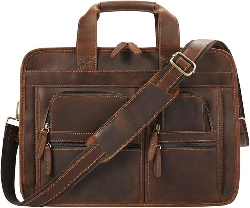 Jack&Chris Leather Briefcase for Men,Retro Business Travel Messenger Bag,Large 15.6 Laptop Work Bag in Saudi Arabia