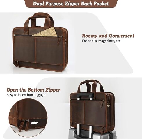 Jack&Chris Leather Briefcase for Men,Retro Business Travel Messenger Bag,Large 15.6 Laptop Work Bag in Saudi Arabia