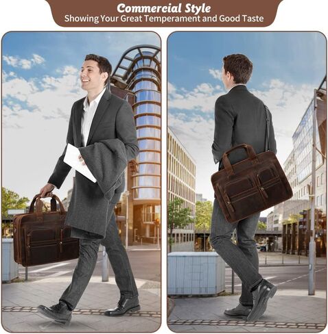 Jack&Chris Leather Briefcase for Men,Retro Business Travel Messenger Bag,Large 15.6 Laptop Work Bag in Saudi Arabia