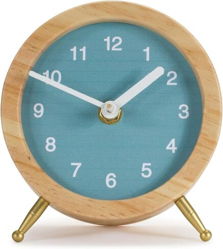 ساعة مكتب ميلروز، ديكور مكتب ديكور سطح الطاولة ديكور غرفة المعيشة، ارتفاع 4.75 بوصة، خشب، أزرق in Kuwait