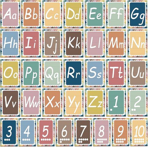 YIYDONG 36 Pieces Alphabet Line Bulletin Board Set ABC Number Flash Cards Wall Decorations for Pre-School Kindergarten Elementary Classroom Nursery Homeschool (Bright Colors) in Saudi Arabia
