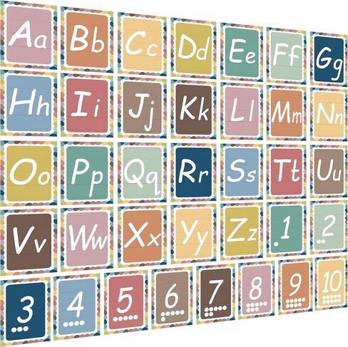 YIYDONG 36 Pieces Alphabet Line Bulletin Board Set ABC Number Flash Cards Wall Decorations for Pre-School Kindergarten Elementary Classroom Nursery Homeschool (Bright Colors) in Saudi Arabia