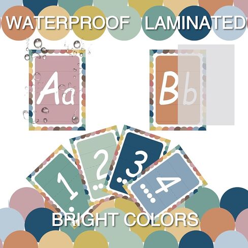YIYDONG 36 Pieces Alphabet Line Bulletin Board Set ABC Number Flash Cards Wall Decorations for Pre-School Kindergarten Elementary Classroom Nursery Homeschool (Bright Colors) in Saudi Arabia