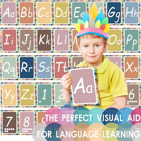 YIYDONG 36 Pieces Alphabet Line Bulletin Board Set ABC Number Flash Cards Wall Decorations for Pre-School Kindergarten Elementary Classroom Nursery Homeschool (Bright Colors) in Saudi Arabia