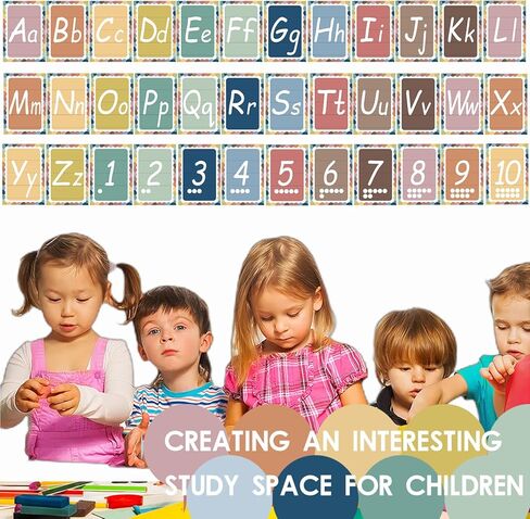 YIYDONG 36 Pieces Alphabet Line Bulletin Board Set ABC Number Flash Cards Wall Decorations for Pre-School Kindergarten Elementary Classroom Nursery Homeschool (Bright Colors) in Saudi Arabia