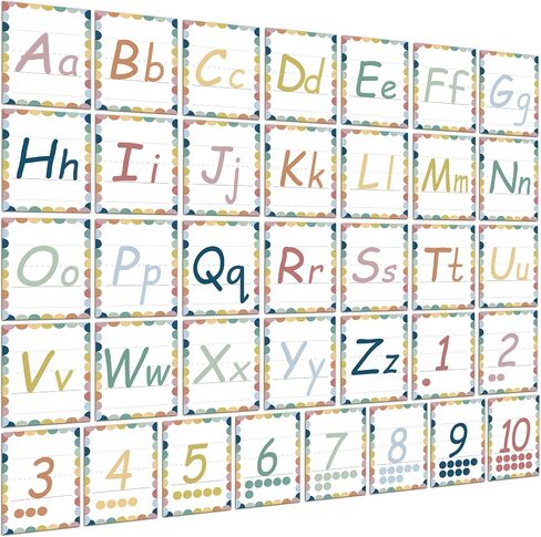 YIYDONG 36 Pieces Alphabet Line Bulletin Board Set ABC Number Flash Cards Wall Decorations for Pre-School Kindergarten Elementary Classroom Nursery Homeschool (Bright Colors) in Saudi Arabia