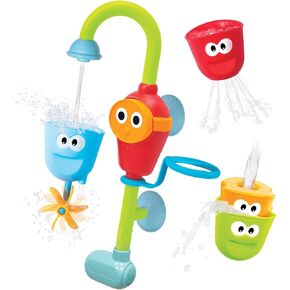Yookidoo Toddler and Baby Bath Toy (Ages 1-3): Flow N Fill Spout-3 Stackable Play Cups - Battery Operated Moveable Hose Toy and Tumblers with Multiple Play Aspects - Make Bath Time Maigcal (No Mold)