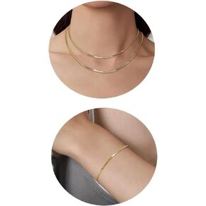 Silver Layered Necklaces for Women Trendy Shiny Twisted Rope Chain Necklace Dainty 925 Sterling Silver Plated Choker Necklace with Bracelet Jewelry Set for Women