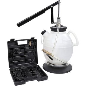 ABN Manual Transmission Fluid Pump Automotive Fluid Transfer Pump - 7.5 Liter Filler Tank and 15 Piece ATF Adapter Kit