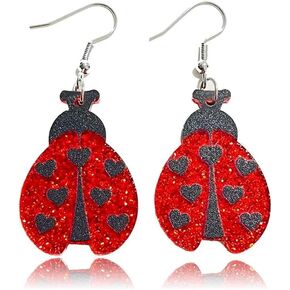 Red Glitter Heart Earrings Cat Penguin Gnome Acrylic Dangle Earrings Sparkle Valentine's Day Jewelry Gifts for Women