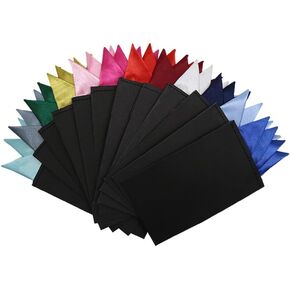 12 Pcs Prefolded Pocket Squares on Card for Men Suit Handkerchief, Boy's Pre-Folded Pocket Triangles Handkerchief